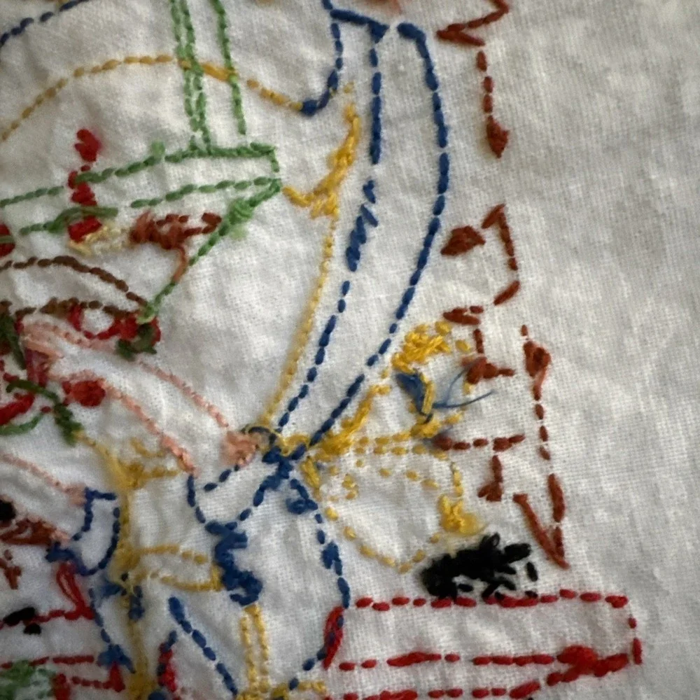TABLECLOTH vintage hand EMBROIDERED Dutch Milk Maid 51
